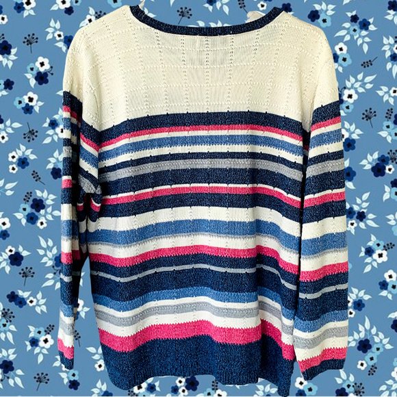 Vtg 90s y2k pastel striped grandma sweater - Picture 5 of 10